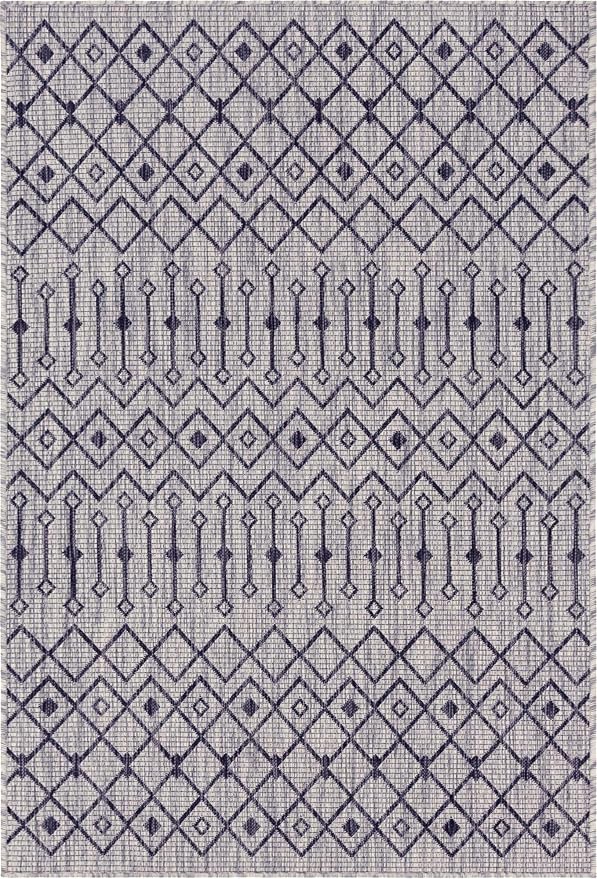Unique Loom Outdoor Trellis Collection Area Rug - Tribal Trellis (3' 3" x 5' 3" Rectangle, Gray/ Black)