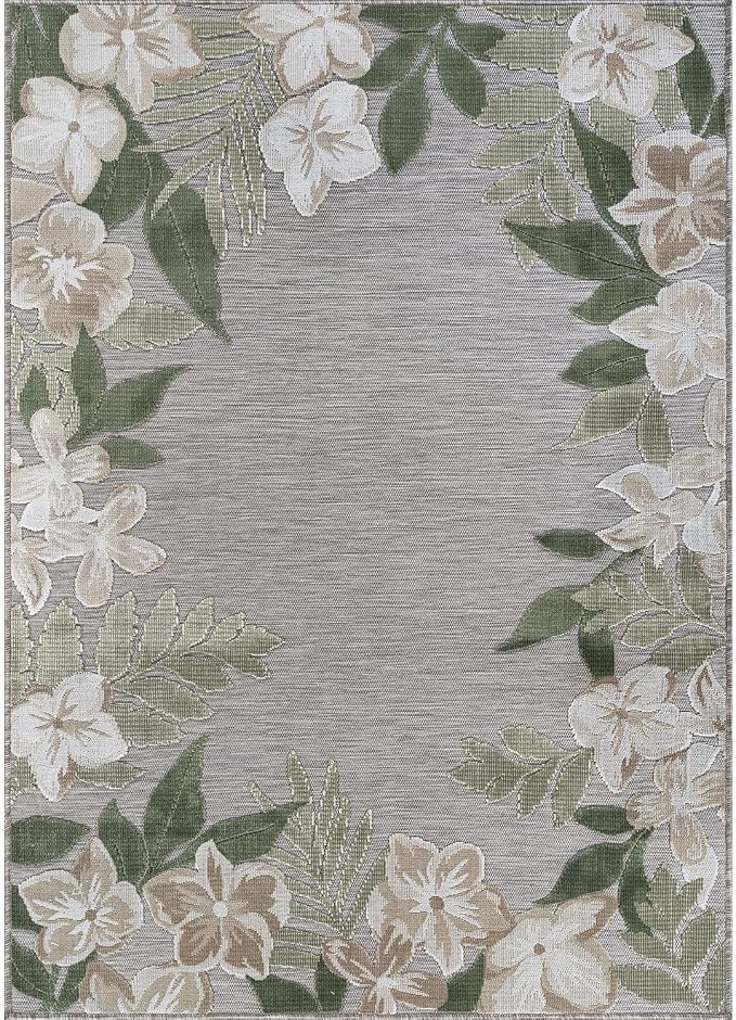 Outdoor Rug 9x12 Washable Area Rugs Indoor Outdoor Carpets Green Border Floral Non Shedding Waterproof Easy Clean Patio Deck Porch Living Room Bedroom Garden RV (9 X 12 Green)