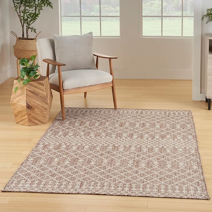 Nourison Home Positano Beige 7' x 10' Area Rug - Easy Clean, Non Shedding, Bed Room, Living Room, Dining Room, Kitchen (7' x 10')