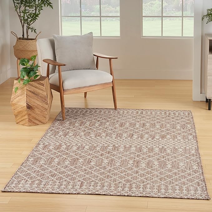 Nourison Home Positano Beige 5' x 7' Area Rug - Easy Clean, Non Shedding, Bed Room, Living Room, Dining Room, Kitchen (5' x 7')