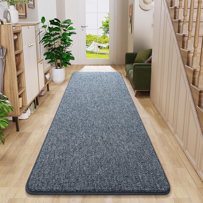 Chicrug Memory Foam 2x6 Runner Rugs for Hallway Entryway Bedroom | Low-Pile Soft Carpet Runner Rug for Kitchen, 6ft Kids Rug for Bedside Dorm Room Decor, Blue and White
