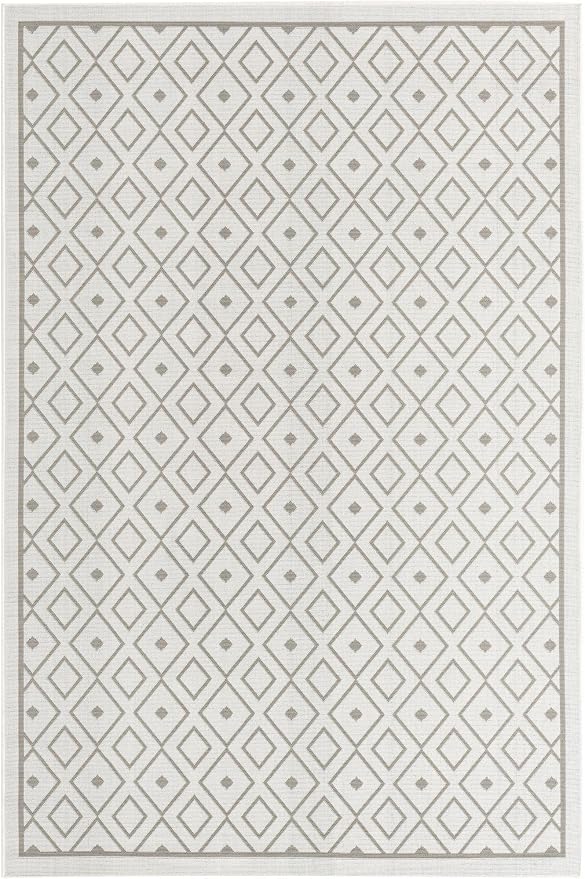 Unique Loom Outdoor Trellis Collection Area Rug - Kafes (6' 1" x 9' Rectangle, Ivory/ Gray)