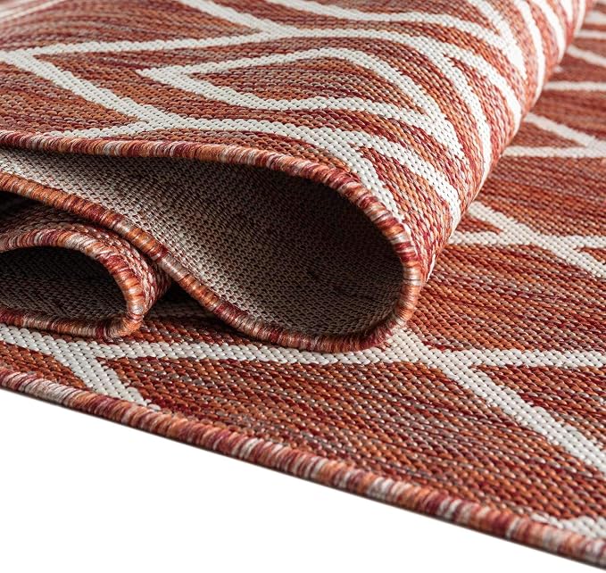 Jill Zarin Outdoor Collection Area Rug - Turks and Caicos (7' 10" Square Rust Red/Ivory)
