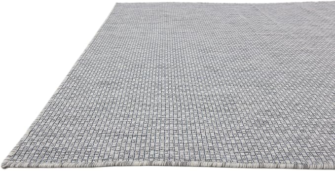 Unique Loom Collection Casual Transitional Solid Heathered Indoor/Outdoor Flatweave Area Rug (6' 1" x 9' Rectangle, Light Gray/Ivory)