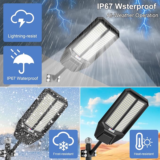 loyoele Ultra-Bright Solar Street Light with Motion Sensor, 11000W Commercial Outdoor Solar Security Light, IP67 Waterproof, Dusk-to-Dawn LED Flood Light for Yard, Parking Lot, Driveway, Barn, Garden