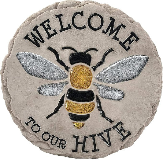 Spoontiques - Garden Décor -Welcome to Hive Stepping Stone - Decorative Stone for Garden