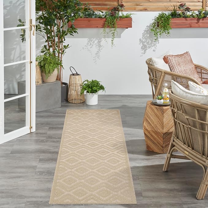 Nourison Home Versatile Cream 2'2" x 7'6 Area Rug - Easy Clean, Non Shedding, Bed Room, Living Room, Dining Room, Kitchen (8' Runner)