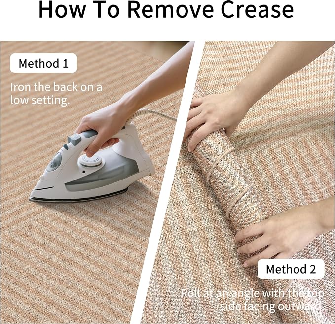 Easy Jute Rug 4x6 Outdoor: Natural Modern Area Rugs for Patio Porch Deck Linen-Look Fabric Durable - Neutral Washable Carpet for Entryway Living Room Bedroom Indoor Non Slip - Beige Stripes