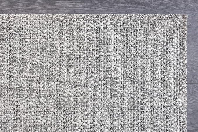 CAMILSON Easy Jute Rug 6x9, Indoor Outdoor Gray Color Farmhouse Area Rugs for Living Room Patio and Kitchen Rug, Solid Boho Woven Design, Easy-Cleaning, Washable Outside Carpet Alfombras (6 x 9)