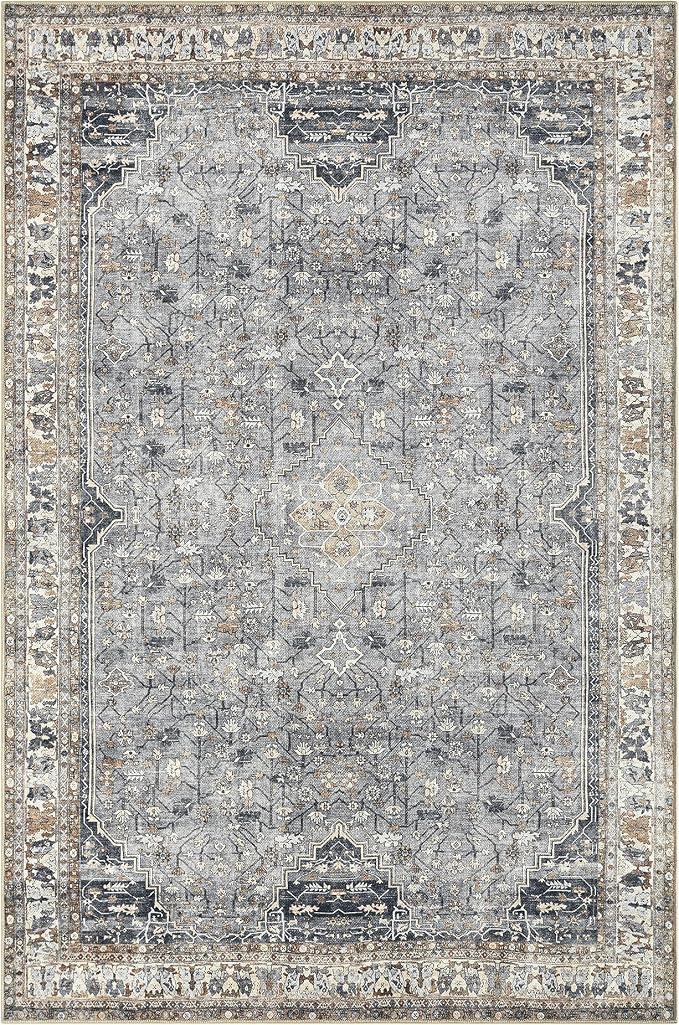 Keen Home Design 10x14 Rug - Machine Washable Area Rug with Non-Slip Backing, Ideal for Living Room, Dining Room, Bedroom - Vintage, Easy Clean, Durable, Low Pile Rug - (9'7" x 14')
