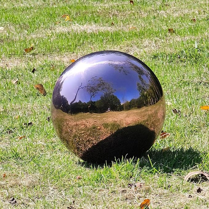 Stainless Steel Gazing Globe Mirror Ball, Decorative Gazing Balls for Garden, Reflective Smooth Garden Ball Sphere for Outdoor Yard Decoration (Purple, Dia: 6 inch)