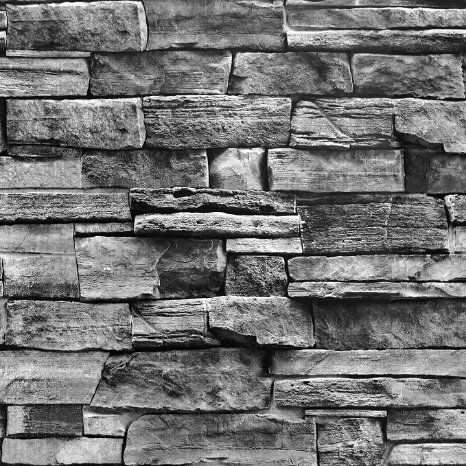 Jeweluck Grey Brick Wallpaper Peel and Stick Wallpaper 17.7inch×236.2inch Faux Stone Self Adhesive Wallpaper Kitchen Backsplash Peel and Stick Brick Contact Paper Removable Wall Paper Decor Vinyl