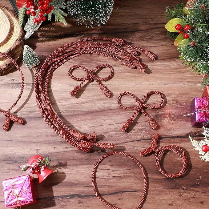 Zhengmy 16 Pcs 20 Inches Christmas Garland Ties Christmas Decorative Twist Ties for Banister Reusable and Flexible Twist for Xmas Home Decorations Holiday Craft Wrapping (Burgundy)