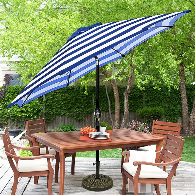 Blissun 9' Outdoor Patio Umbrella, Outdoor Table Umbrella, Yard Umbrella, Market Umbrella with 8 Sturdy Ribs, Push Button Tilt and Crank