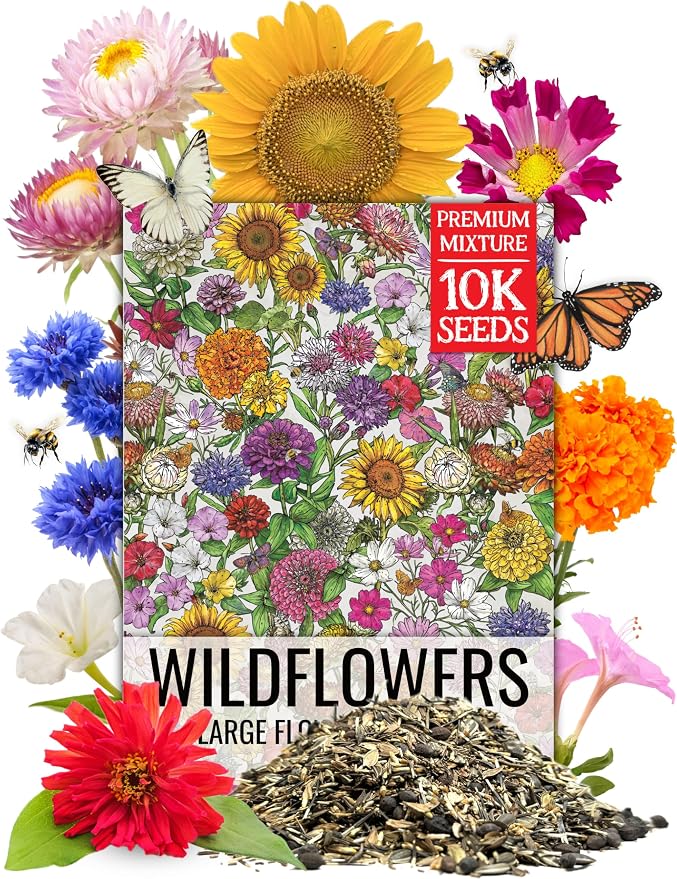 Seed Needs Garden Flower Seeds Large Blooms Mix 2 Ounce Heirloom Bulk Pack
