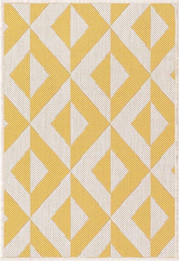 Unique Loom Outdoor Collection Area Rug - Napa (2' x 3' 1' Rectangle, Yellow/ Ivory)