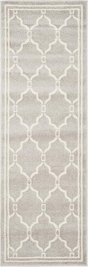 SAFAVIEH Amherst Collection Runner Rug - 2'3" x 21', Light Grey & Ivory, Trellis Design, Non-Shedding & Easy Care, Ideal for High Traffic Areas in Living Room, Bedroom (AMT414B)