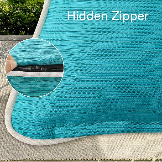 Unimatta Decorative Outdoor Water Repellent Throw Pillows with Inserts, Set of 4, 20" x12" Pillows for Patio, Backyard, Bed, Couch, and Patio Furniture, Turquoise