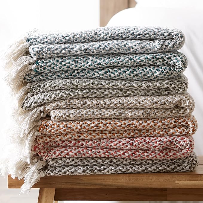 DII Woven Throw Collection 100% Cotton, Basketweave, 50x60, Pumpkin Spice