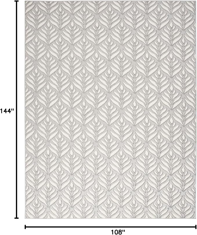 Nourison Home Aloha Grey 9' x 12' Area Rug - Easy Clean, Non Shedding, Bed Room, Living Room, Dining Room, Kitchen (9' x 12')