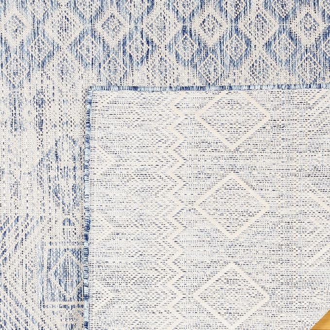 Gertmenian Indoor Outdoor Area Rug, Classic Flatweave, Moroccan Collection II, Stain & UV Resistant Carpet, Deck, Patio, Poolside & Mudroom, 8x10 Large, Vintage Blue Distressed Classic Tribal, 19499