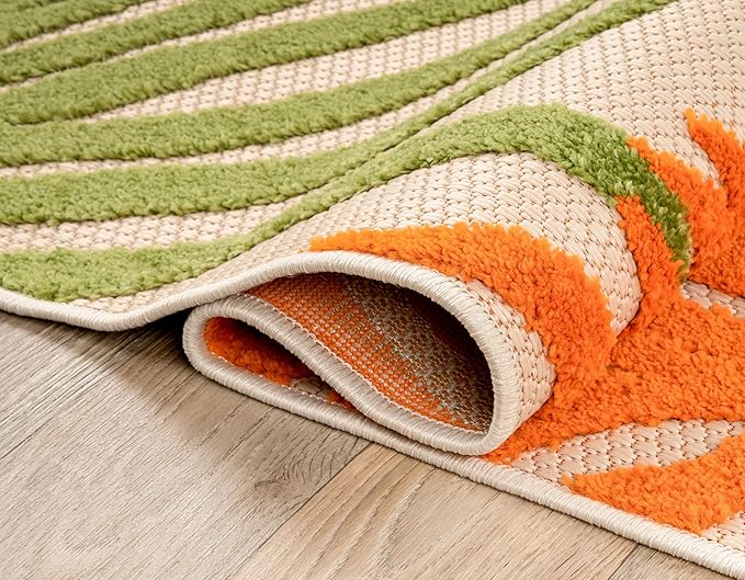 Rugshop Multi Lucca Contemporary Floral Indoor/Outdoor Area Rug Durable Polypropylene, Weather Resistant, Easy Maintenance, Perfect for Patio, Backyard, Deck and Outdoor Lounge 5' x 7'