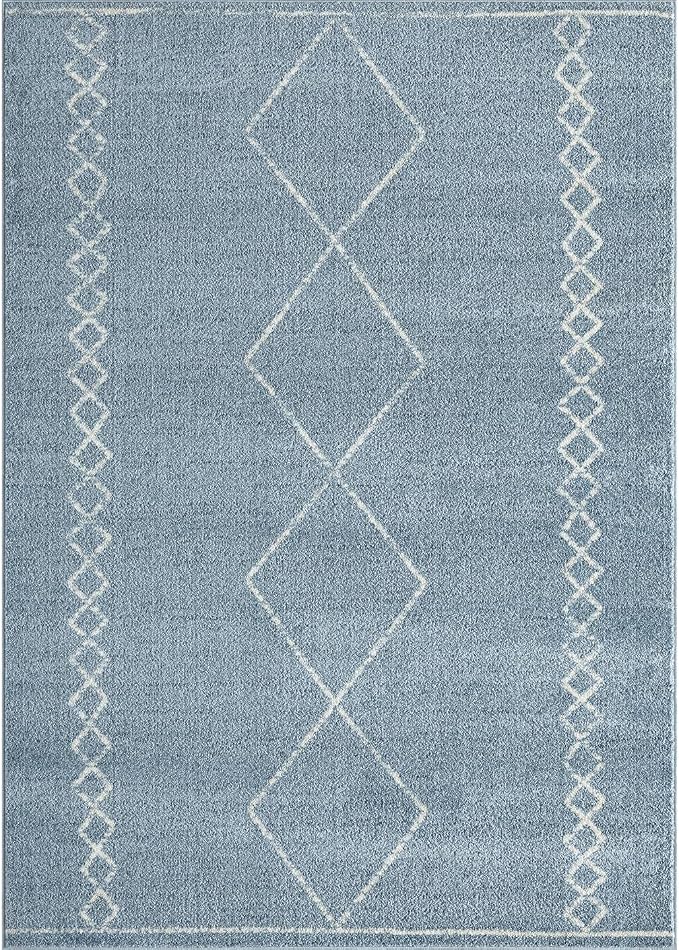 LUXE WEAVERS Daphnes Blue 8x10 Boho Moroccan Geometric Area Rug 2735
