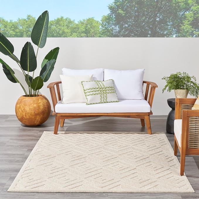 Nourison Home Versatile Cream 4' x 6' Area Rug - Easy Clean, Non Shedding, Bed Room, Living Room, Dining Room, Kitchen (4' x 6')