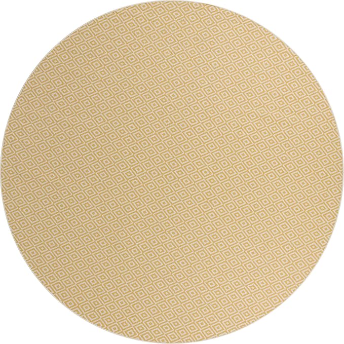 Unique Loom Outdoor Collection Area Rug - Costa Rica (13' Round, Yellow Ivory/ Ivory)