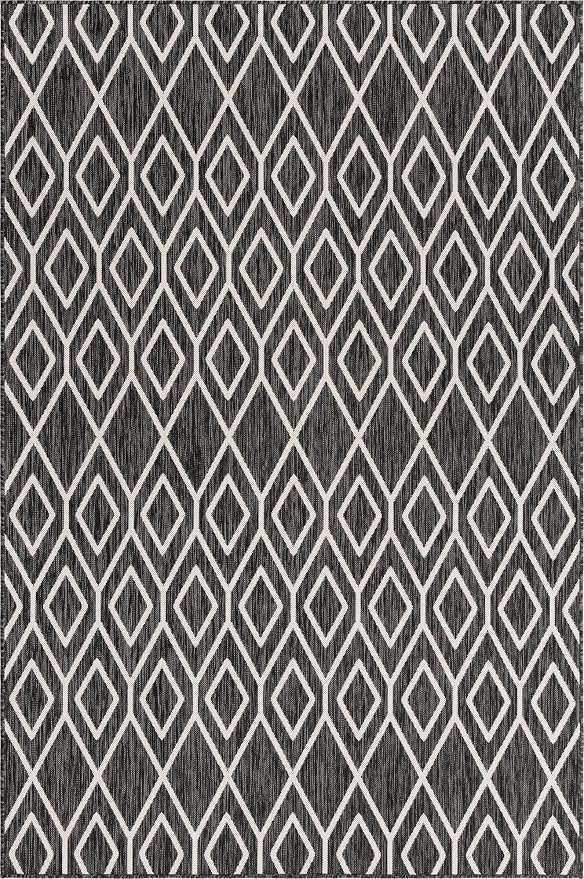 Jill Zarin Outdoor Collection Area Rug - Turks and Caicos (6' x 9' Rectangle Charcoal Gray/Ivory)