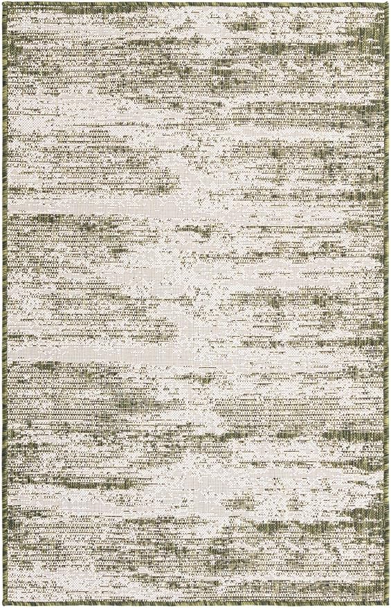 Unique Loom Outdoor Modern Collection Area Rug - Cartago (3' 3" x 5' 2" Rectangle, Green/ Ivory)