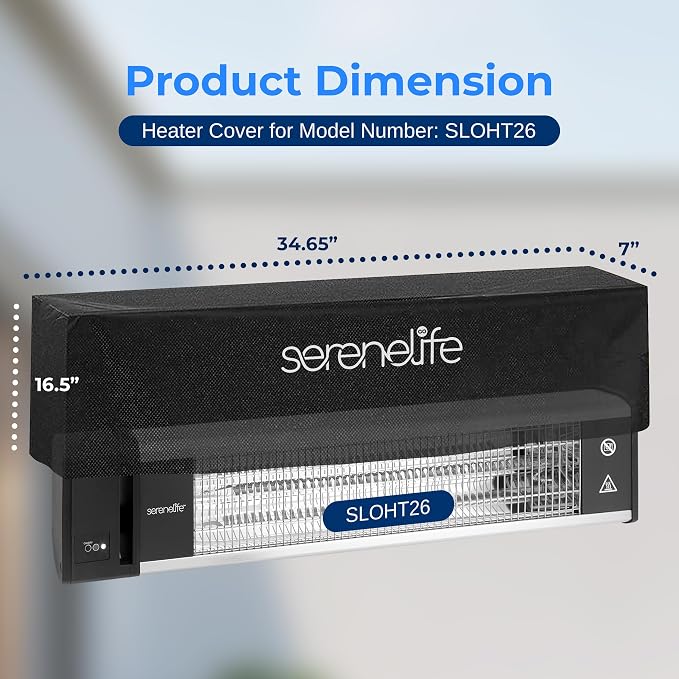 SereneLife Patio Heater Cover Bag - Heavy-Duty, UV Resistant, Waterproof Polypropylene & Polyurethane, Tear Resistant, Easy On/Off, Dustproof, Fits SereneLife Patio Heater Model SLOHT26 (Black)