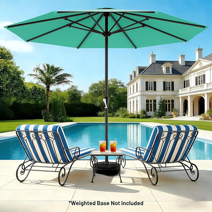 AreShark 12 FT Patio Umbrella for Outdoor, Outdoor Table Umbrella with Push Button Tilt and Crank, Outdoor Patio Umbrellas with 8 Sturdy Ribs, Patio Umbrellas for Market, Garden, Pool (Aqua Sky)