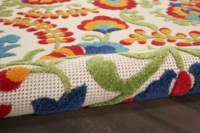 Nourison Home Aloha Multicolor 3' x 5' Area Rug - Easy Clean, Non Shedding, Bed Room, Living Room, Dining Room, Kitchen (3' x 5')