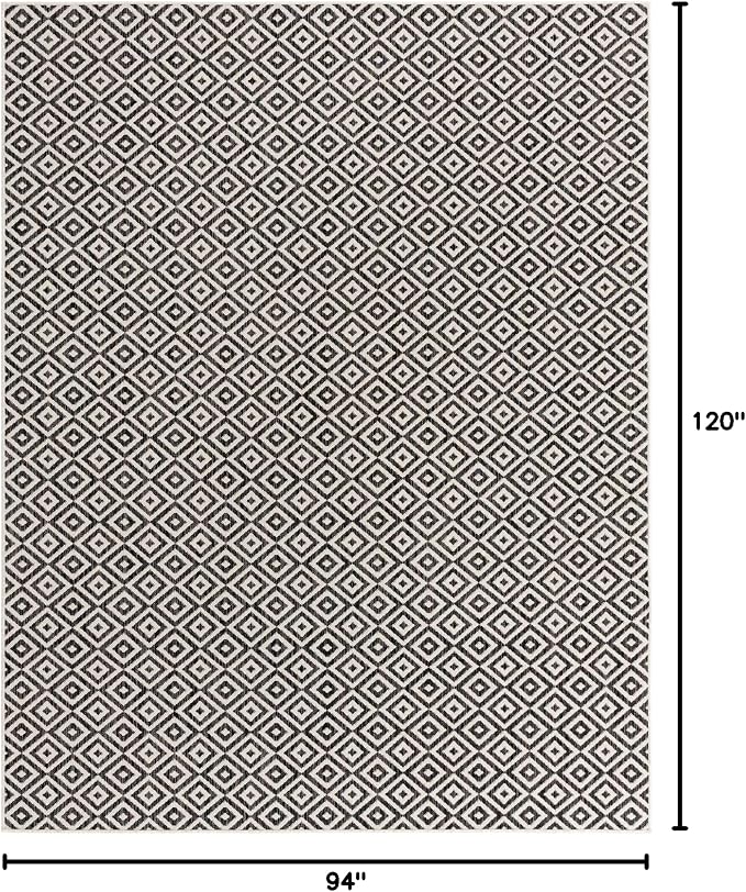 Unique Loom Outdoor Collection Area Rug - Costa Rica (7' 10' x 10' Rectangle, Charcoal Gray/ Ivory)