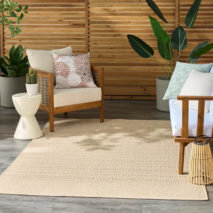 Nourison Home Tulum Cream 4' x 6' Area Rug - Easy Clean, Non Shedding, Bed Room, Living Room, Dining Room, Kitchen (4' x 6')