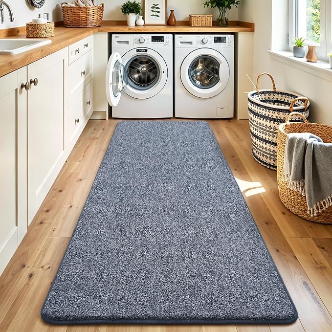 Keeko 2x6 Area Rugs for Living Room,Soft Washable Memory Foam Bedroom Rug | Indoor Throw Rug Low Pile Minimalist Non Slip Carpet for Kids Nursery Classroom Dorm Room Home Decor Blue and White