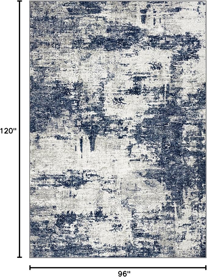 Tosuoka 8x10 Area Rugs for Living Room Abstract Washable Gray Blue Rug | With Anti-Slip Backing，Non-Shedding，Stain-Resistant，Soft Modern Large Carpet for Bedroom Dining Room Farmhouse Nursery