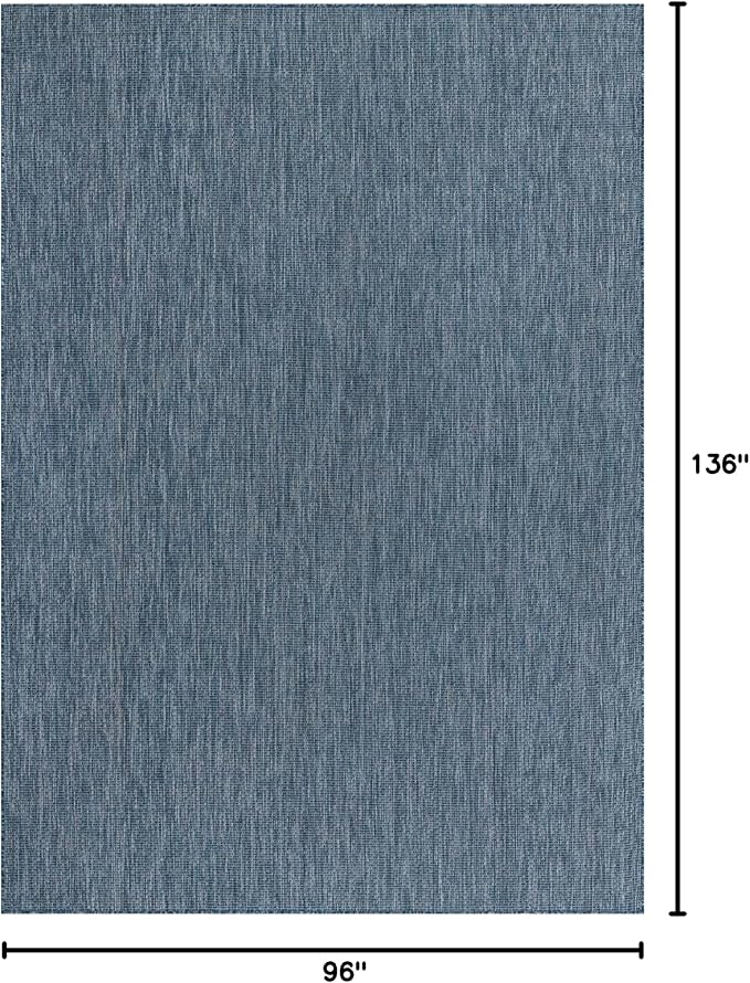 Unique Loom Collection Casual Transitional Solid Heathered Indoor/Outdoor Flatweave Area Rug (8' x 11' 4" Rectangle, Blue/Navy Blue)