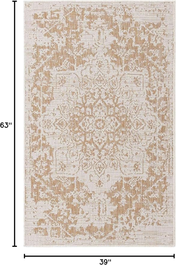 Unique Loom Outdoor Collection Area Rug - Dubai (3' 3" x 5' 3" Rectangle, Beige/ Brown)
