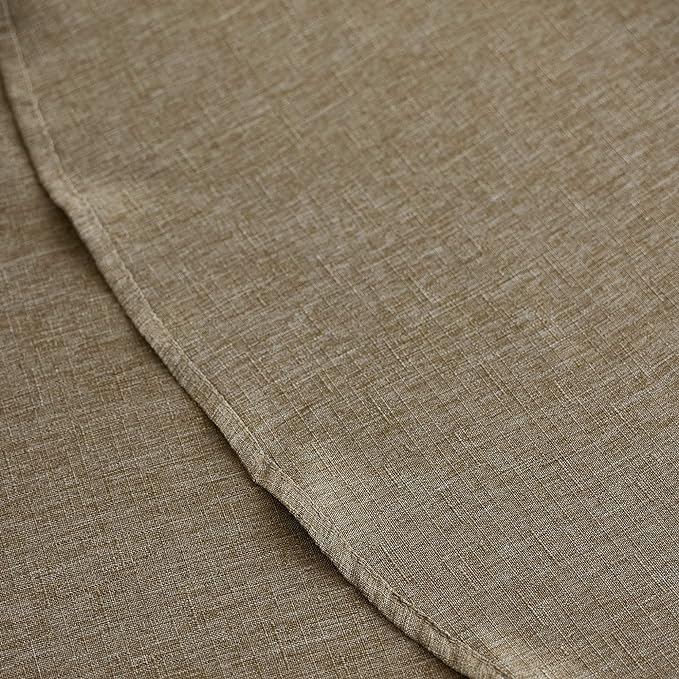 Decorelia Waterproof Faux Linen Farmhouse Round Table Cloth for Indoor/Outdoor, Decorative Rustic Fabric Tablecloth Cover for Party Picnic Dining & Kitchen Table (60 Inch, Round (2-4 Seats), Natural)