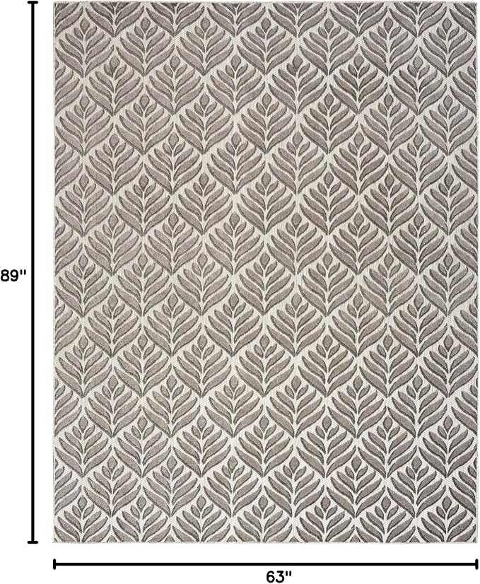 Nourison Home Aloha Charcoal 5'3" x 7'5" Area Rug - Easy Clean, Non Shedding, Bed Room, Living Room, Dining Room, Kitchen (5' x 8')