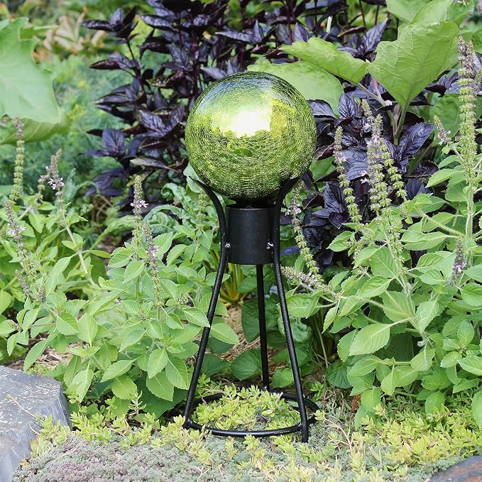 Achla Designs 6-Inch Crackle Gazing Globe Ball, Fern Green