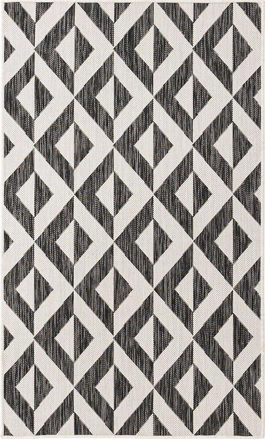 Unique Loom Outdoor Collection Area Rug - Napa (3' 3' x 5' 3' Rectangle, Charcoal Gray/ Ivory)