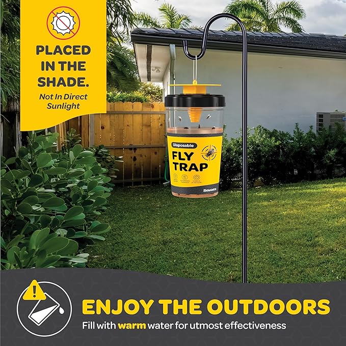 Outdoor Fly Trap [Set of 2] Fly Traps with Dissolvable Non-Toxic Bait - Fly Repellent for Outdoor Use Only - Controls Flies for Patios, Barns, Ranches Etc. Hanging Fly Traps with Tie Included