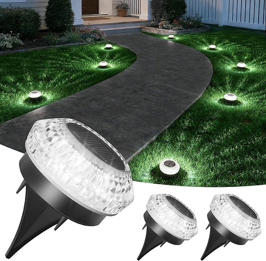 VOLISUN Solar Ground Lights Outdoor, 3 Pack Flat Solar Powered Disc Lights, IP68 Waterproof White