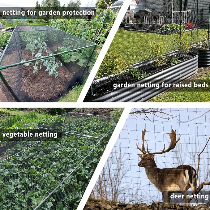 7.5 ft x 65 ft Deer Fence Netting, 1/2-inch Square Mesh - Heavy Duty Animal Barrier for Garden, Vegetables, Fruit Trees, Blueberry Bushes, Strawberries - Protect Against Birds, Deer, Chickens