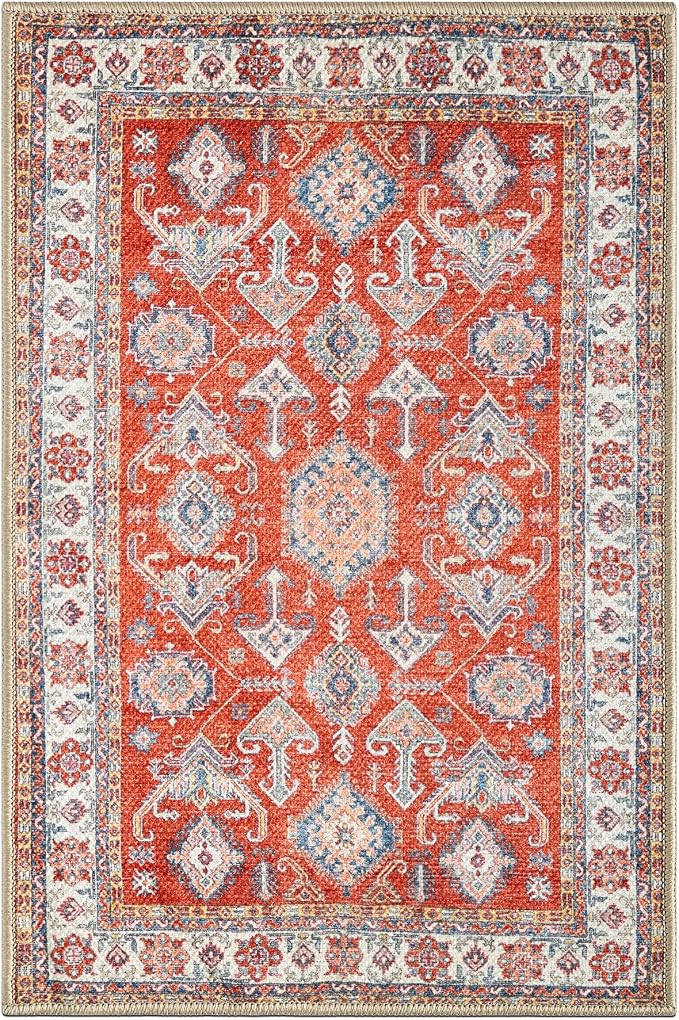 Keen Home Design Vintage Washable Runner Rug, Non-Slip Low Pile, 2x7 | Machine Washable Cotton Chenille, 0.25In Low Pile, Rubber Non-Slip Back; Kitchen, Hallway, Bathroom, Laundry Room