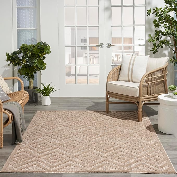 Nourison Home Versatile Natural Beige 6' x 9' Area Rug - Easy Clean, Non Shedding, Bed Room, Living Room, Dining Room, Kitchen (6' x 9')
