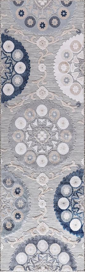 CAMILSON Runner Outdoor Rugs Oriental Retro Traditional Floral Medallion Area Rug 2x10 Non-Shedding Stain Resistant Indoor Carpet for Bathroom Hallway Kitchen Office (2 x 10 / Blue)